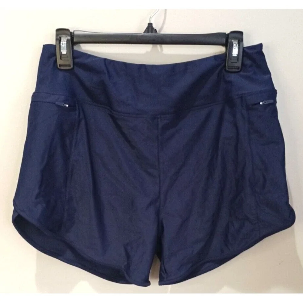 Pudolla Men's Sportswear Navy Blue Shorts Large Lined Zippered Pockets New Tag